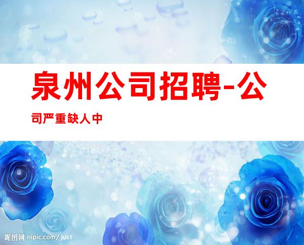 泉州公司招聘-公司严重缺人中