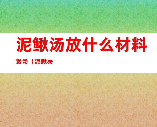 泥鳅汤放什么材料煲汤(泥鳅汤放什么材料煲汤最好)