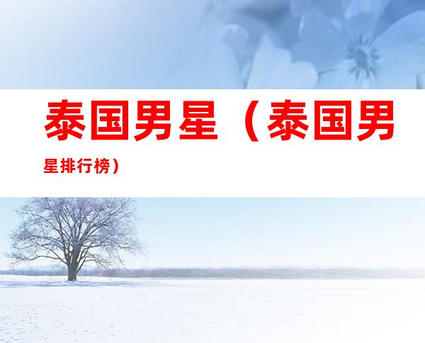 泰国男星(泰国男星排行榜)