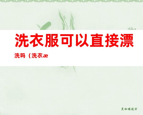 洗衣服可以直接漂洗吗(洗衣服只漂洗可以吗)