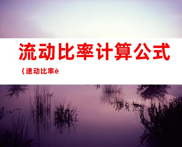 流动比率计算公式（速动比率计算公式）