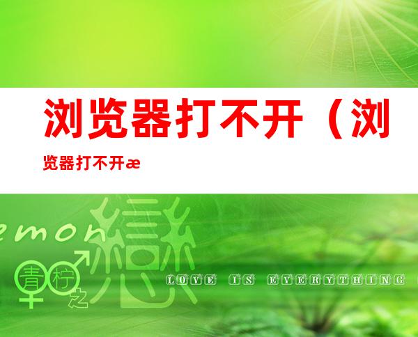 浏览器打不开（浏览器打不开某些网站）
