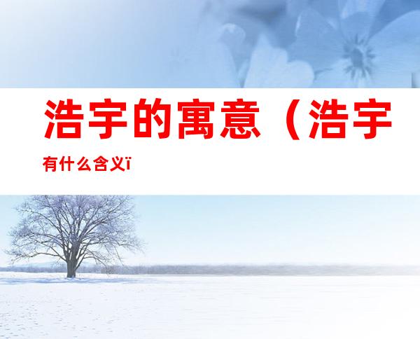浩宇的寓意(浩宇有什么含义)