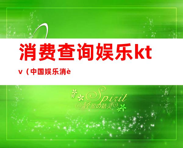 消费查询娱乐ktv(中国娱乐消费)