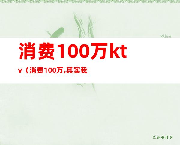 消费100万ktv(消费100万,其实我不止)