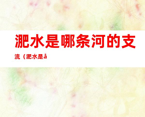 淝水是哪条河的支流(淝水是哪条江河的支流)