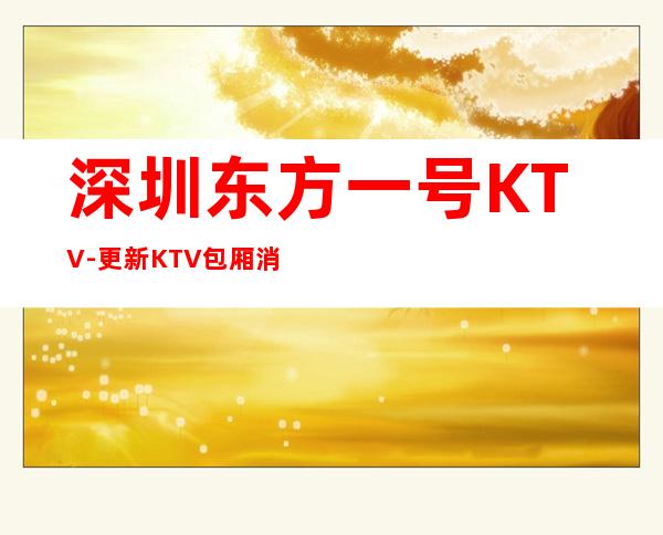 深圳东方一号KTV-更新KTV包厢消费信息平台