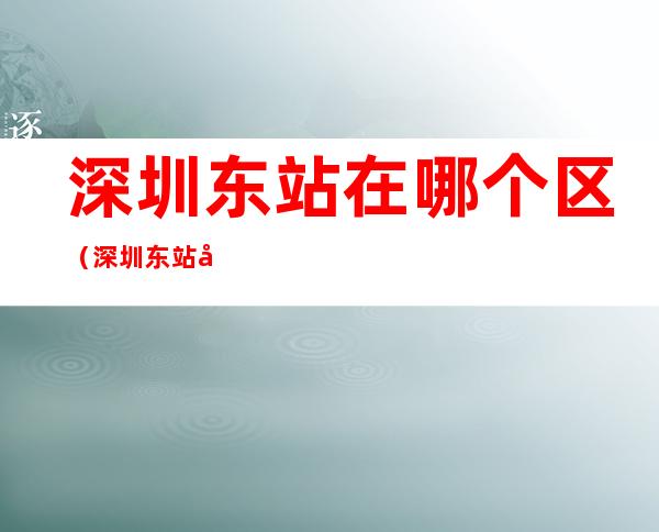 深圳东站在哪个区(深圳东站在哪个区哪个街道)