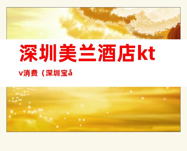 深圳美兰酒店ktv消费(深圳宝安美兰酒店KTV)