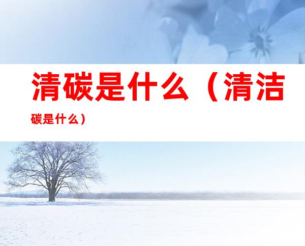清碳是什么(清洁碳是什么)