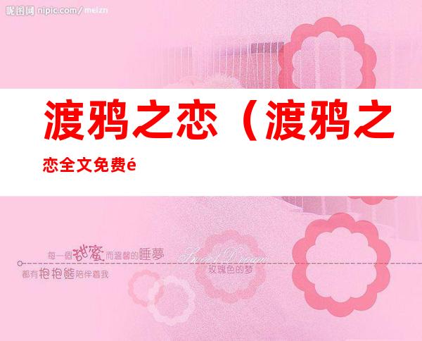 渡鸦之恋(渡鸦之恋全文免费阅读)