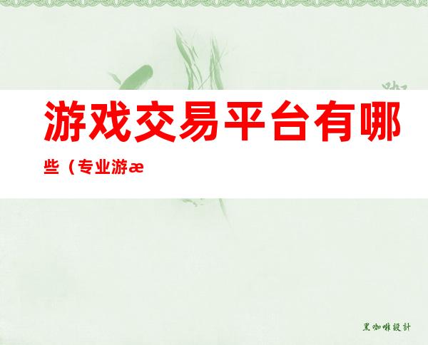 游戏交易平台有哪些（专业游戏交易平台）