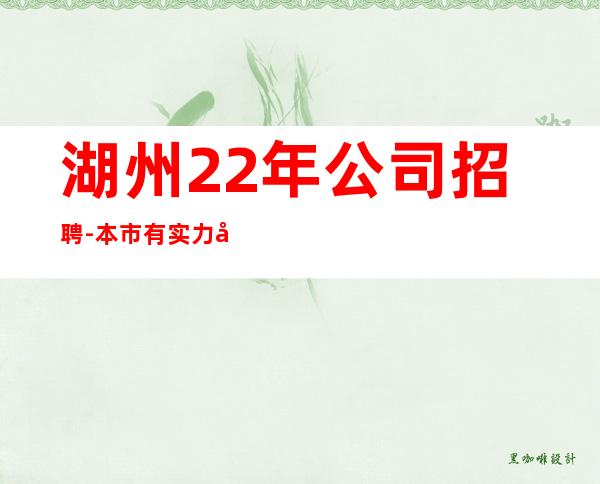 湖州22年公司招聘-本市有实力团队
