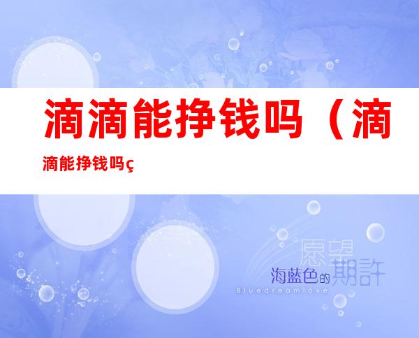 滴滴能挣钱吗(滴滴能挣钱吗现在)
