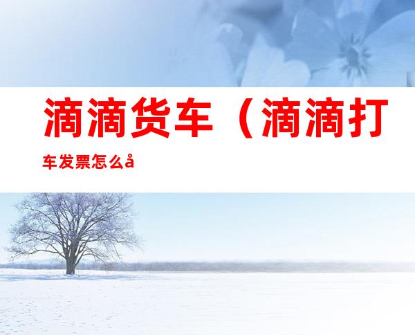 滴滴货车(滴滴打车发票怎么开)