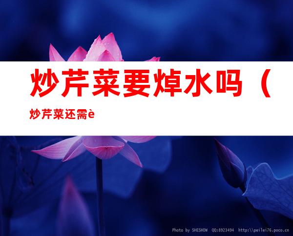 炒芹菜要焯水吗(炒芹菜还需要焯水吗)
