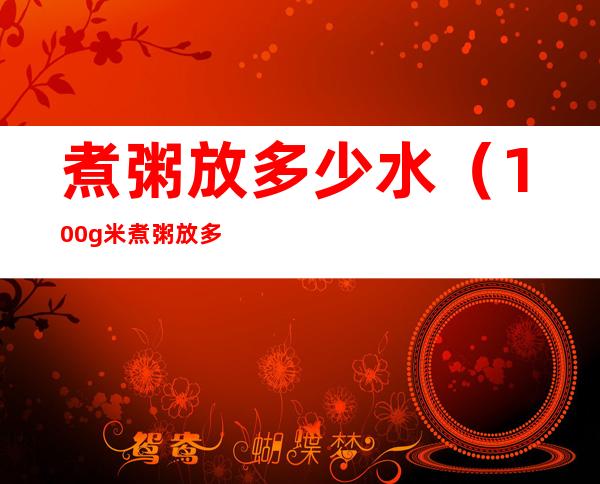 煮粥放多少水(100g米煮粥放多少水)