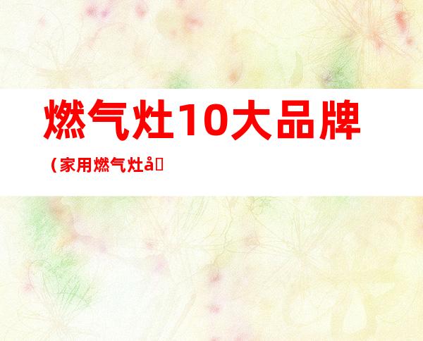 燃气灶10大品牌(家用燃气灶十大品牌)