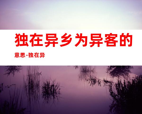 独在异乡为异客的意思-独在异乡为异客的意思