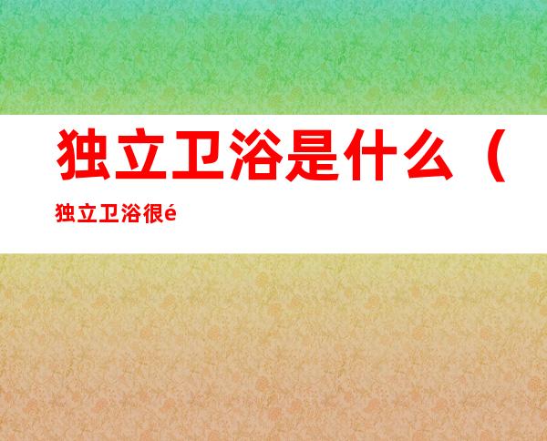 独立卫浴是什么(独立卫浴很重要吗)