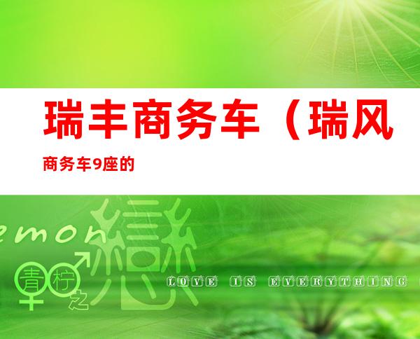 瑞丰商务车（瑞风商务车9座的图片）
