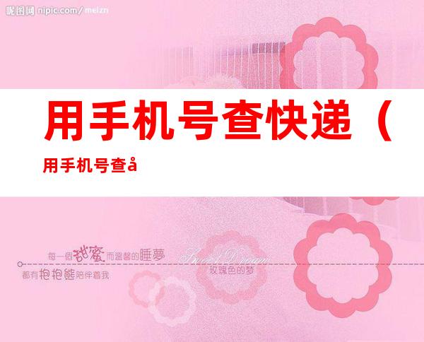 用手机号查快递(用手机号查快递怎么查)