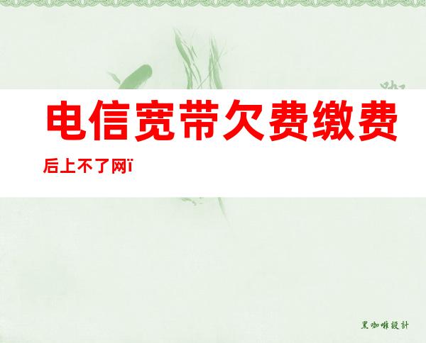 电信宽带欠费缴费后上不了网(电信宽带欠费缴费后上不了网怎么办)