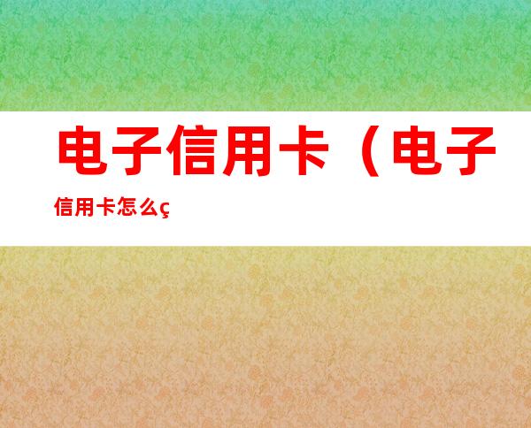 电子信用卡(电子信用卡怎么用)