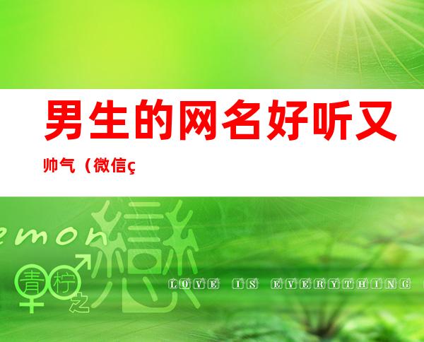 男生的网名好听又帅气（微信男生的网名好听又帅气）