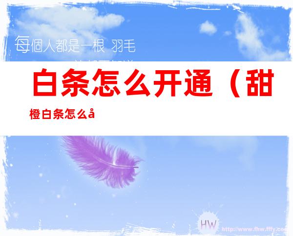 白条怎么开通（甜橙白条怎么开通）