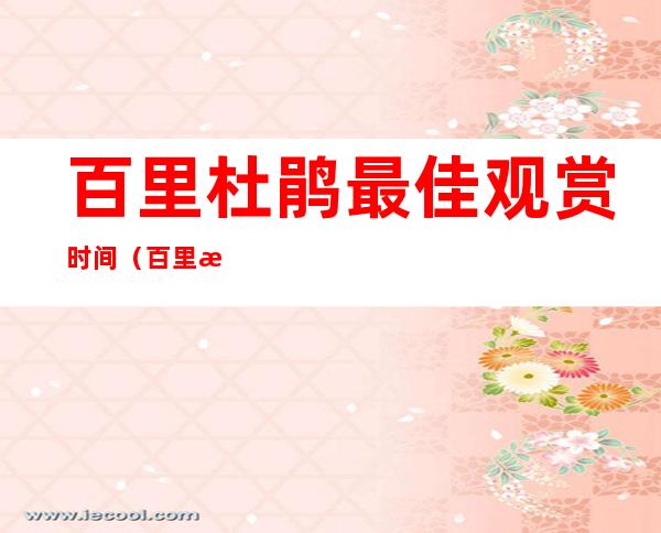 百里杜鹃最佳观赏时间(百里杜鹃最佳观赏时间2021)