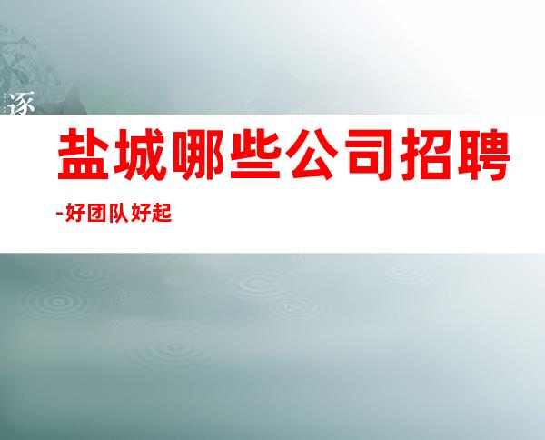 盐城哪些公司招聘-好团队好起点