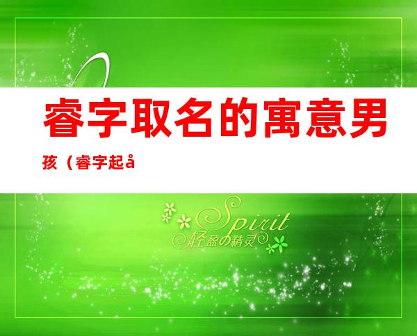 睿字取名的寓意男孩（睿字起名寓意）