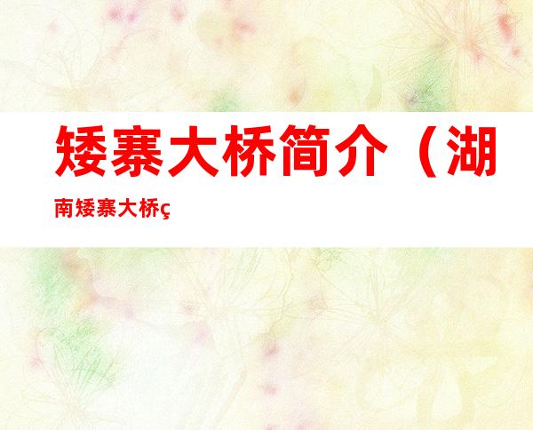 矮寨大桥简介(湖南矮寨大桥简介)