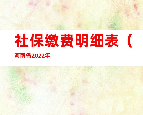 社保缴费明细表(河南省2022年社保缴费明细表)
