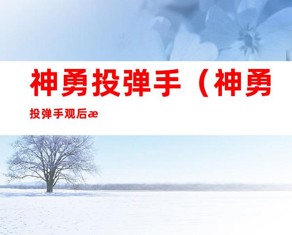 神勇投弹手(神勇投弹手观后感)