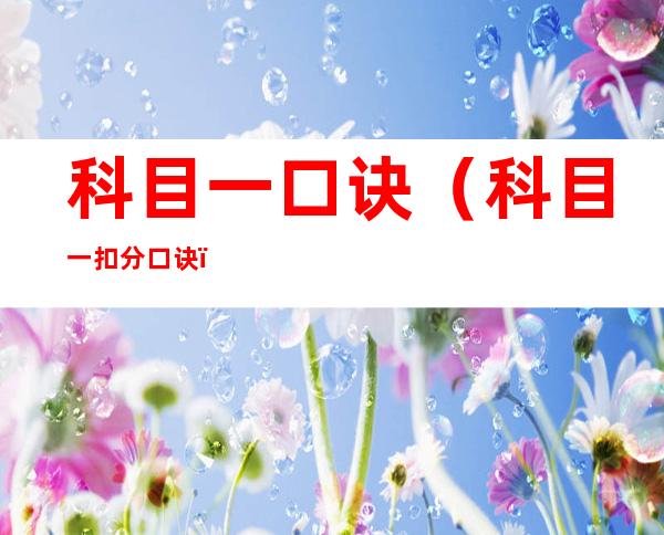 科目一口诀(科目一扣分口诀)