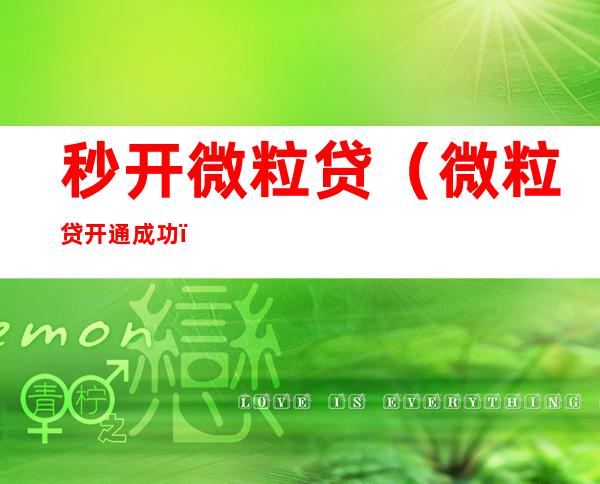 秒开微粒贷（微粒贷开通成功）