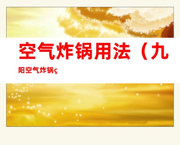 空气炸锅用法(九阳空气炸锅用法)