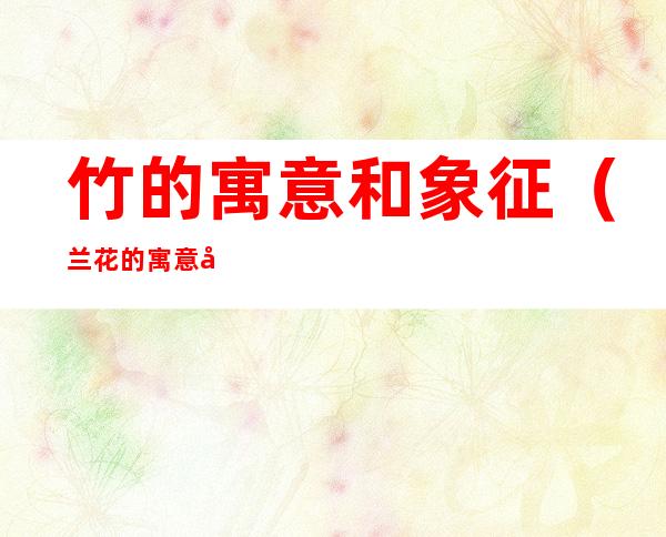 竹的寓意和象征（兰花的寓意和象征）