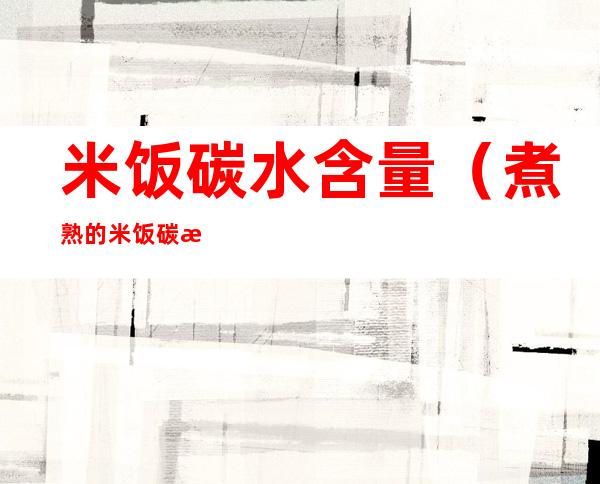 米饭碳水含量(煮熟的米饭碳水含量)
