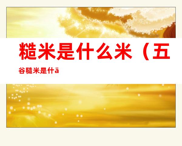 糙米是什么米(五谷糙米是什么米)