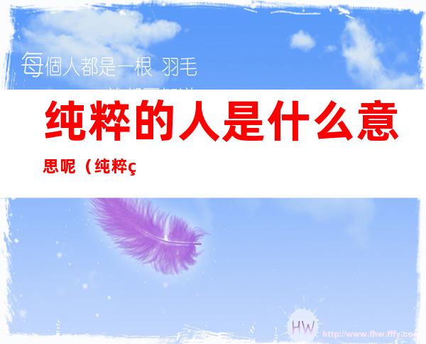 纯粹的人是什么意思呢（纯粹的人是什么意思?）