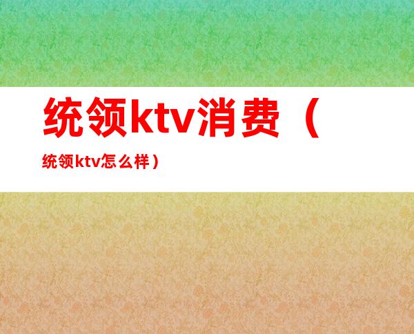 统领ktv消费(统领ktv怎么样)