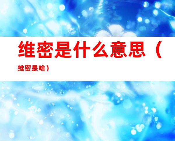 维密是什么意思(维密是啥?)