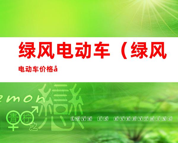 绿风电动车(绿风电动车价格多少钱一辆)