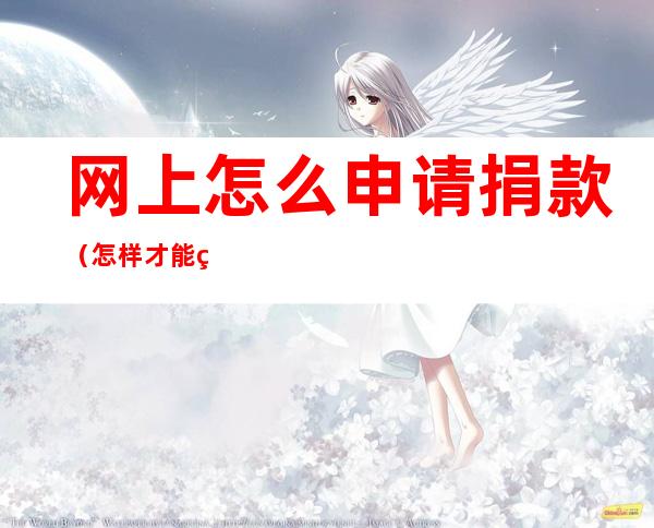 网上怎么申请捐款(怎样才能申请网上捐款)