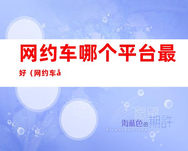 网约车哪个平台最好(网约车哪个平台最赚钱)