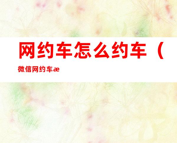 网约车怎么约车(微信网约车怎么约车)