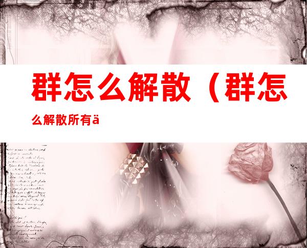 群怎么解散(群怎么解散所有人)